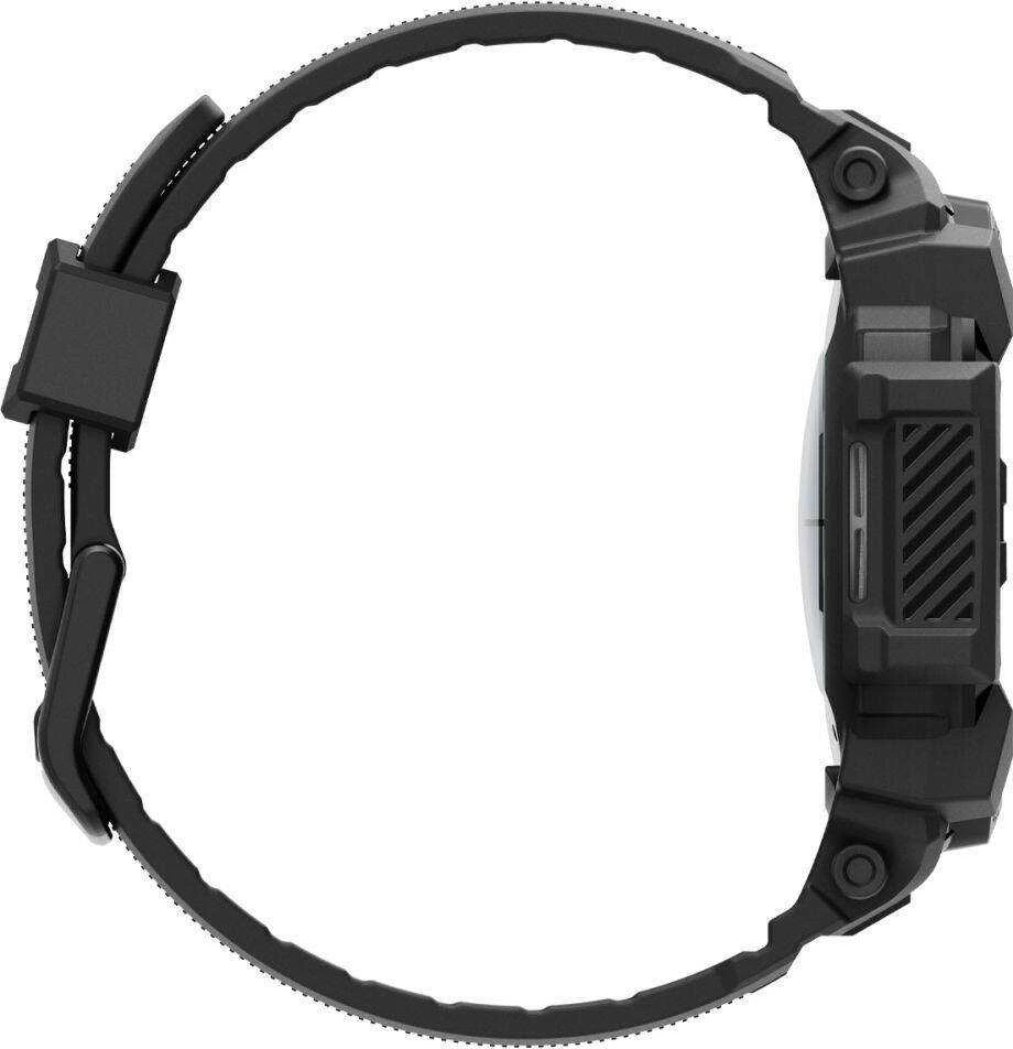 „Spigen Rugged Armor Pro“ – dirželis + dėklas, skirtas „Samsung Galaxy Watch 7“ 40 mm (matinis juodas)