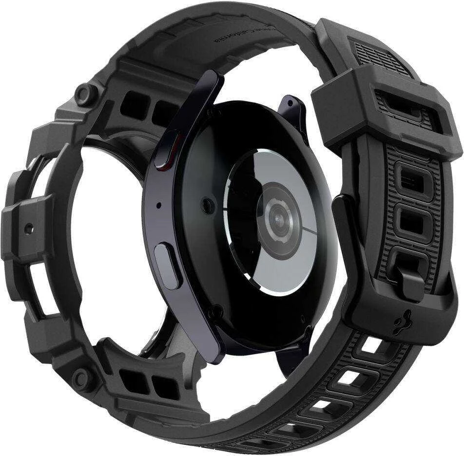 „Spigen Rugged Armor Pro“ – dirželis + dėklas, skirtas „Samsung Galaxy Watch 7“ 40 mm (matinis juodas)