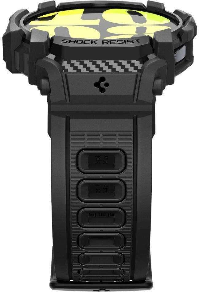„Spigen Rugged Armor Pro“ – dirželis + dėklas, skirtas „Samsung Galaxy Watch 7“ 40 mm (matinis juodas)
