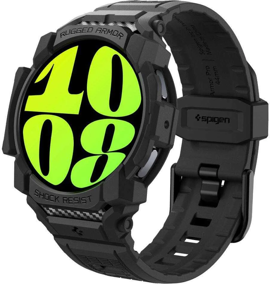 „Spigen Rugged Armor Pro“ – dirželis + dėklas, skirtas „Samsung Galaxy Watch 7“ 40 mm (matinis juodas)