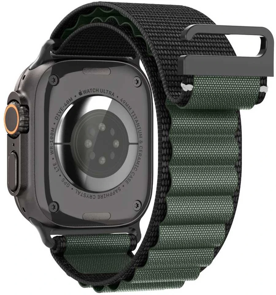 Apyrankė Spigen WBF1 Strap for Apple Watch 44 / 45 / 46 / 49 mm – juodos spalvos and žalios spalvos