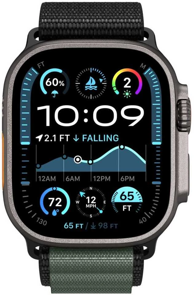 Apyrankė Spigen WBF1 Strap for Apple Watch 44 / 45 / 46 / 49 mm – juodos spalvos and žalios spalvos