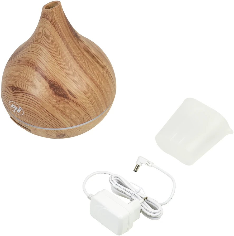 Drėkintuvas Aromaterapinis difuzorius PNI HU400 eteriniams aliejams, ultragarsinis, 400 ml, laikmatis, 7 LED spalvos, automatinis išsijungimas, medžio imitacijos apšvietimas