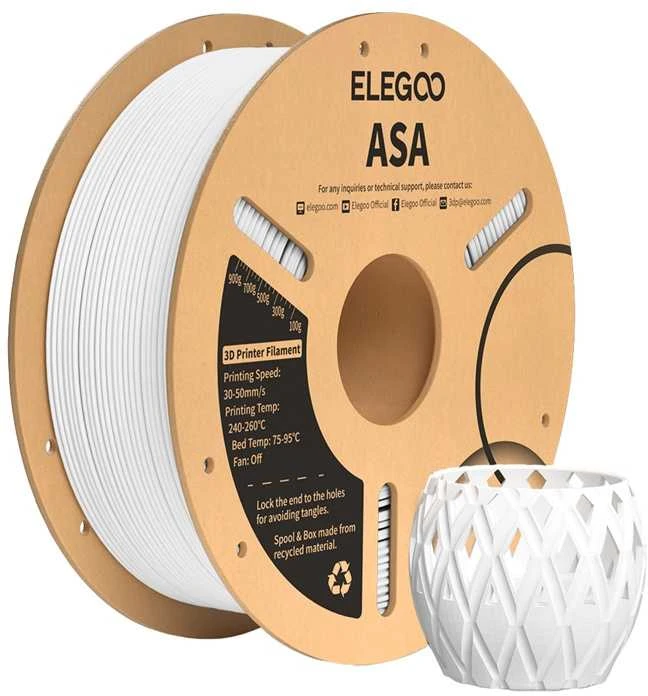 ASA ELEGOO Filament balta