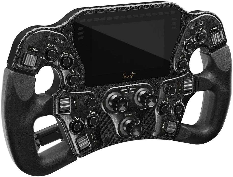 Asetek SimSports Invicta Formula Steering Wheel, 4.3-inch LCD, USB-C – Juodas on Juodas Edition