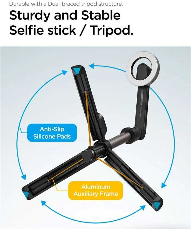 Asmenukių lazda Spigen S571W MagSafe Bluetooth with tripod – juodos spalvos