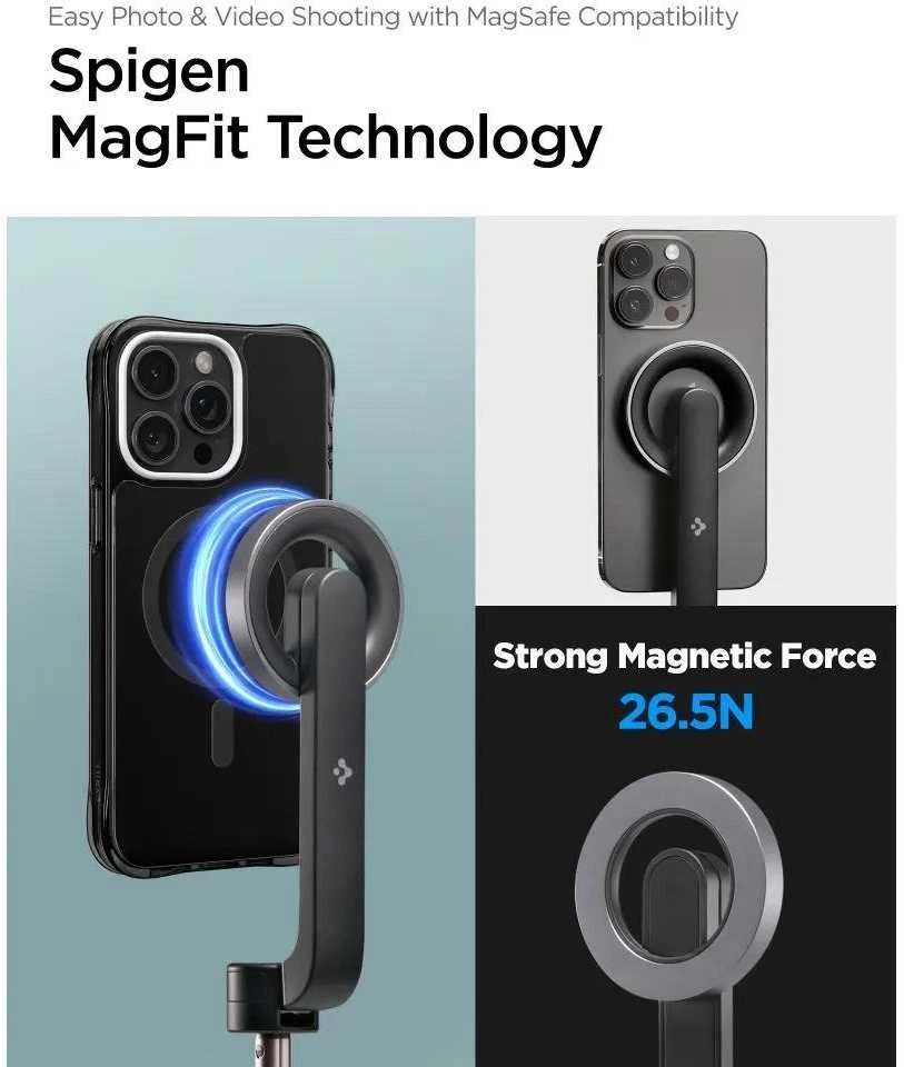 Spigen S570W MagSafe Bluetooth Selfie Stick Tripod – Išmanusis telefonas stand / selfie stick holder Juodas