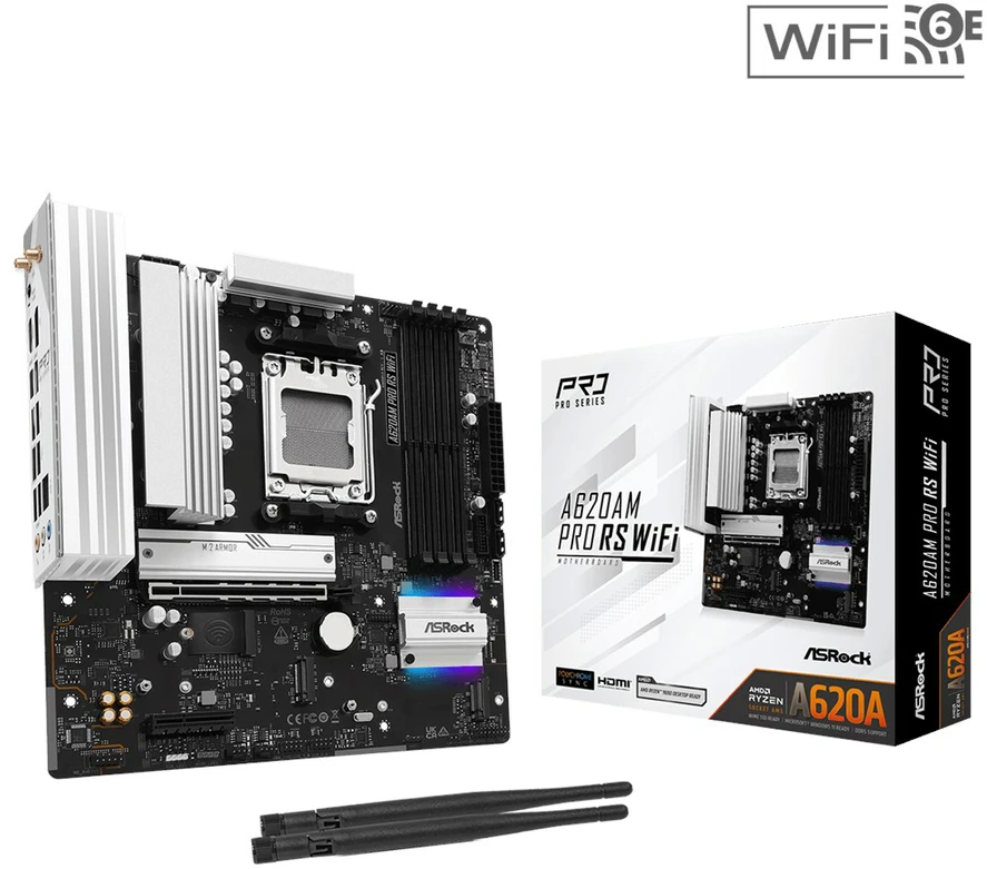 Asrock A620AM Pro RS WiFi AMD A620A Socket AM5 micro ATX