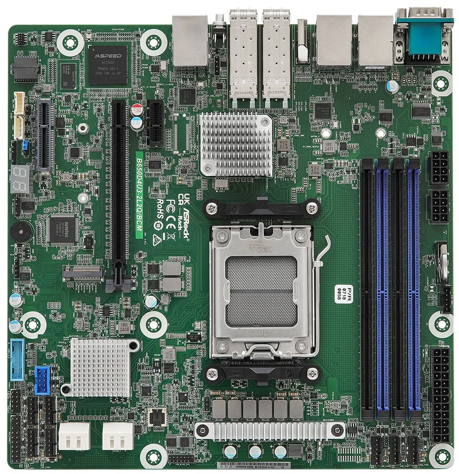 Asrock B650D4U3-2L2Q/BCM pagrindinė plokštė AMD B650 Express Socket AM5 micro ATX