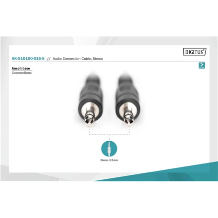 Digitus ASSMANN Audio pajungimo laidas, stereo 3.5mm, 1.50m, M/M, juodas, AK-510100-015-S