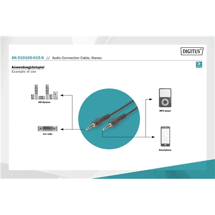 Digitus ASSMANN Audio pajungimo laidas, stereo 3.5mm, 1.50m, M/M, juodas, AK-510100-015-S