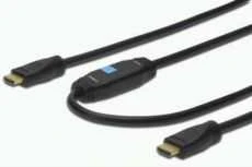 Assmann Electronic DIGITUS HDMI didelės spartos A tipo jungties kabelis su stiprintuvu. M/M 15.0m Full HD CE auksinis bl