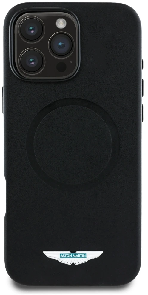 Dėklas Aston Martin HC FW Logo skirtas Apple iPhone 16 Pro MagSafe juodos spalvos