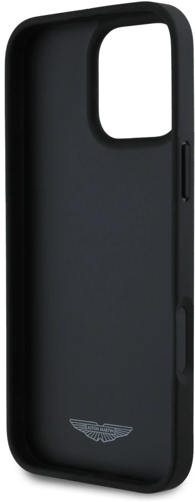 Dėklas Aston Martin HC Leather Victory Design Apple iPhone 16 Pro Max juodos spalvos