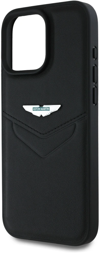 Dėklas Aston Martin HC Leather Victory Design Apple iPhone 16 Pro Max juodos spalvos