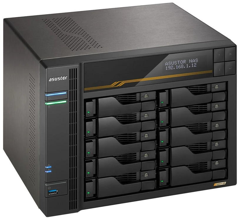 Serveris „Asustor AS6810T NAS“; bokšto tipo; 10 vnt. (3,5 colio SATA HDD / 2,5 colio SSD); AMD Ryzen Embedded V3C14; 16G ECC DDR5 SODIMM (maks. 64 GB), 2 vnt. 10 GbE, 2 vnt. 5 GbE, 4 vnt. M.2 2280 NVMe PCIe 4.0, 2 vnt. USB4, 2 vnt. USB 3.2 Gen, 1 vnt. pasirenkama 10 GbE plokštė