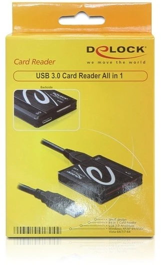 DLC DeLOCK USB 3.0 Card Reader All in 1 kortelių skaitytuvas USB 3.2 Gen 1 (3.1 Gen 1) Juoda