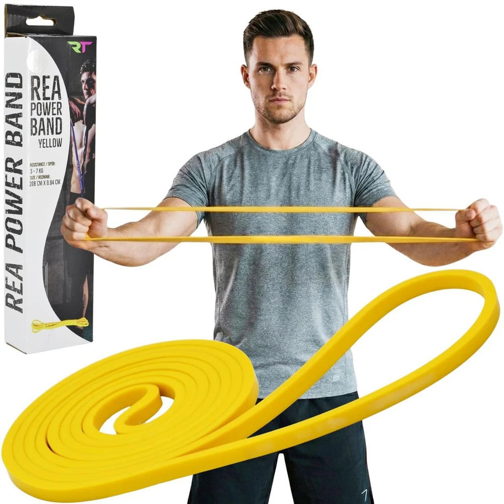 Auchan Polska GUMINĖ PASIPRIEŠINIMO JUOSTA TRENIRUOTĖMS POWER BAND GELTONA REA TAPE 330104