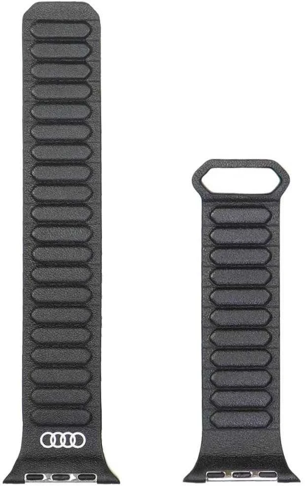 apyrankė Audi Logo Genuine Leather Magnetic Ring for Apple Watch 44/45/46/49mm juodos spalvos