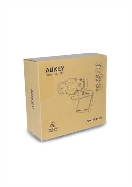 „Aukey PC-LM3 Stream“ serijos automatinio fokusavimo „Full HD“ internetinė kamera su 1/3 colio CMOS jutikliu, juodos spalvos