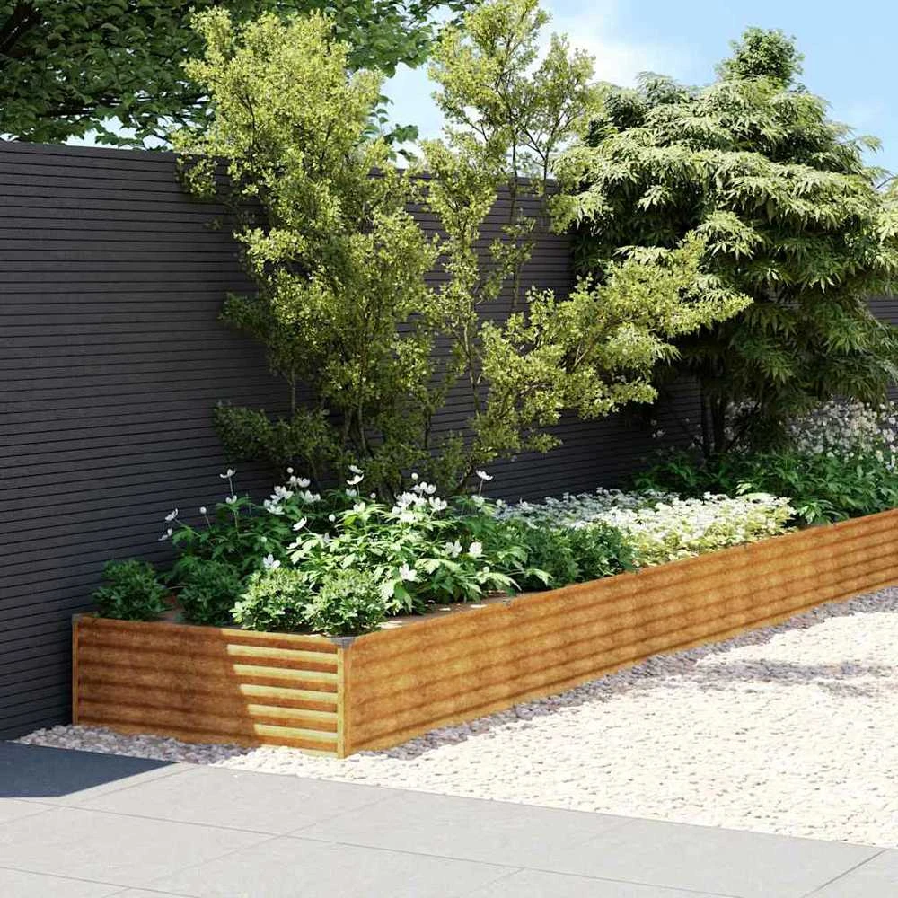 Aukštas sodo lovelis, 960x100x36cm, Corten plienas