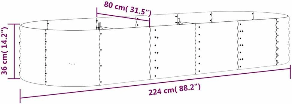 Aukštas sodo lovelis, antracito, 224x80x36cm, plienas