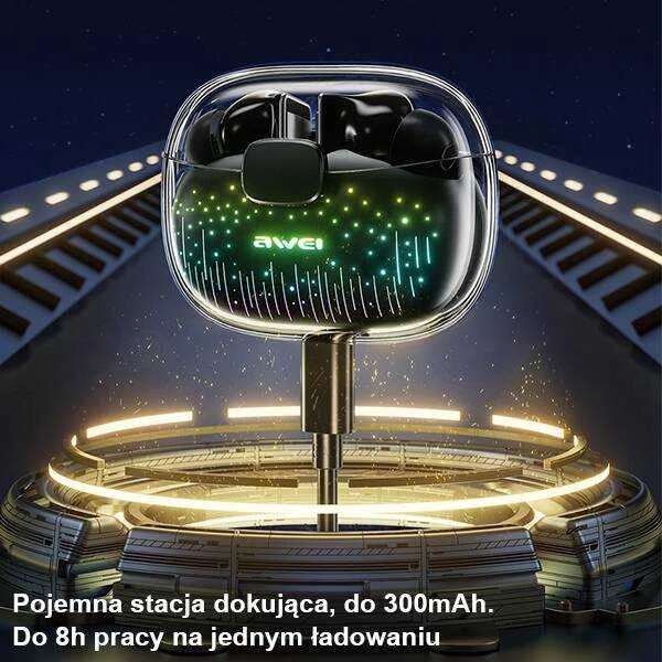 AWEI Bluetooth 5.3 T52 Pro2TWS ausinės + docking station juodos spalvos