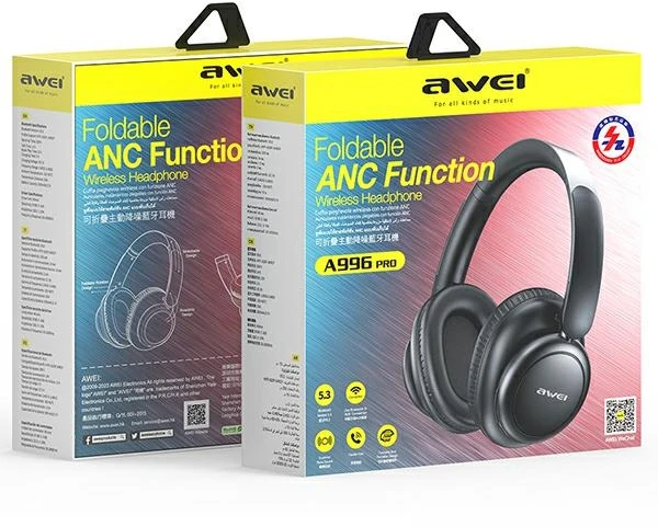 AWEI A996 Pro ANC Bluetooth Ausinės juodos spalvos