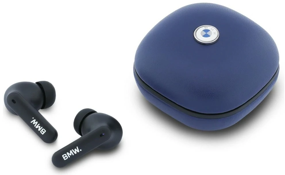 Ausinės Belaidės earphone ENC BMW TWS Leather Metal Logo BMW001138 dark mėlynas