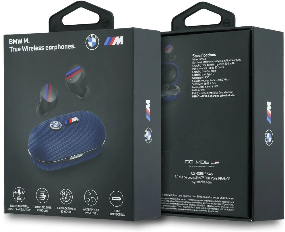 Belaidės ausinės ENC BMW TWS Metal Logo BMW001143 mėlynas
