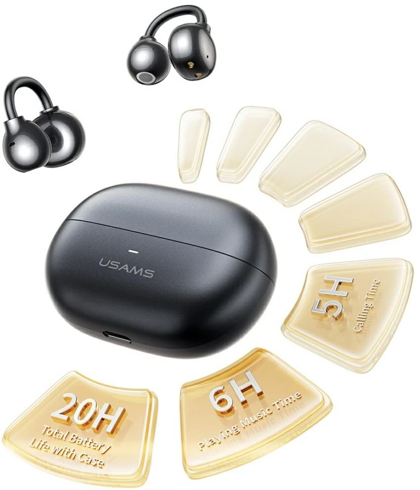 Ausinės Bluetooth USAMS Echo R02 Clip-on belaidės pilkas