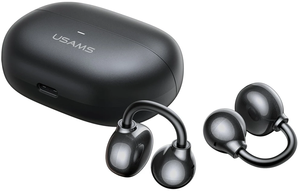 Ausinės Bluetooth USAMS Echo R02 Clip-on belaidės pilkas