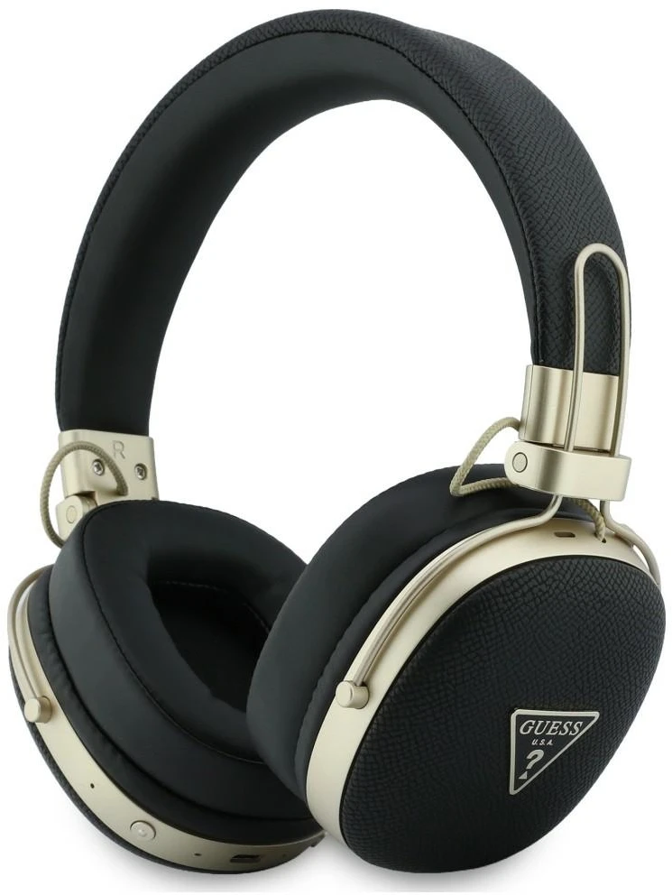 Ausinės Guess Bluetooth ENC Metal Grained Triangle Logo juodos spalvos