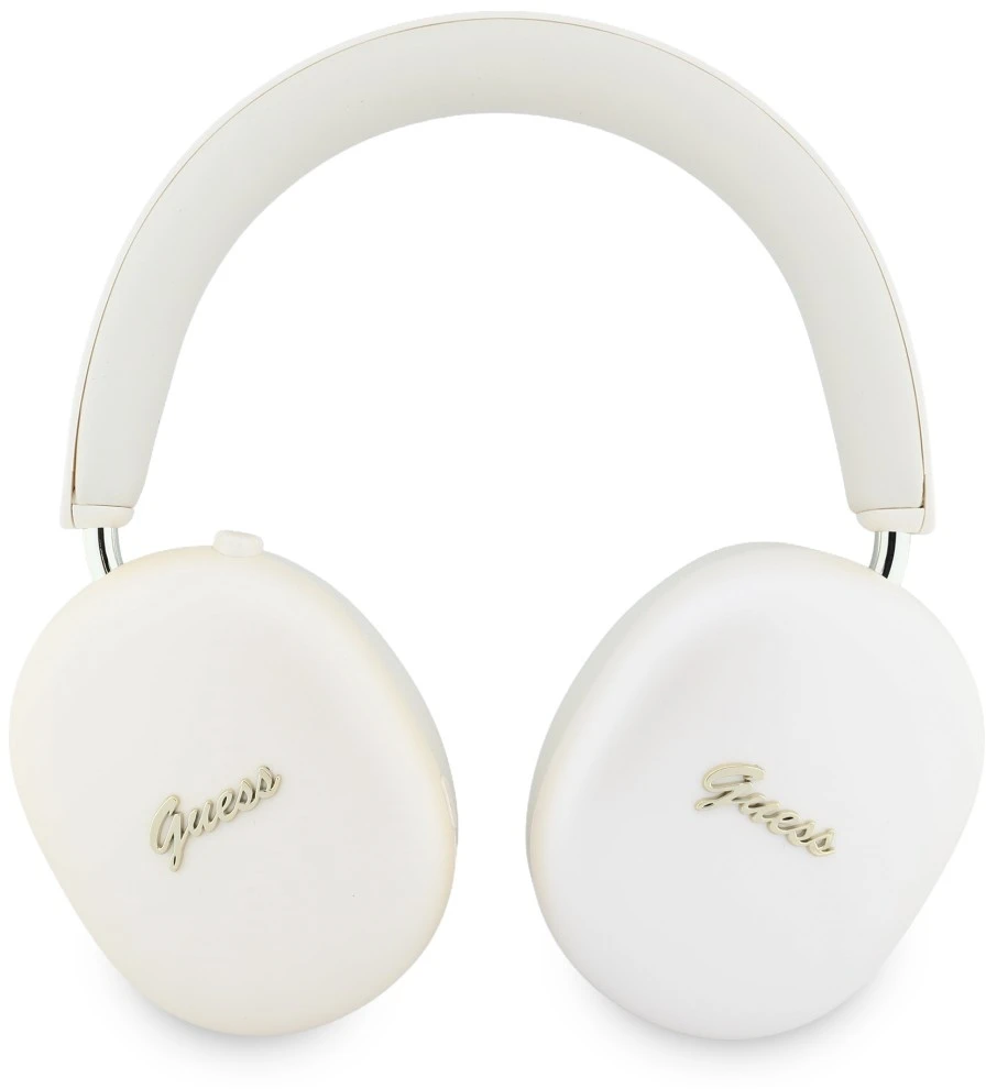 Ausinės Guess Metallic Effect Metal Script Logo Bluetooth ENC smėlio spalvos