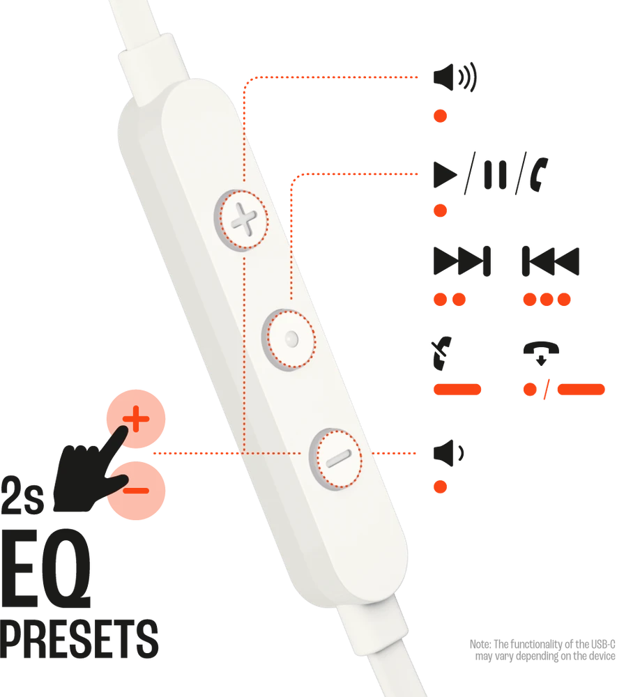 Laidinės ausinės JBL Tune 310C, Baltos