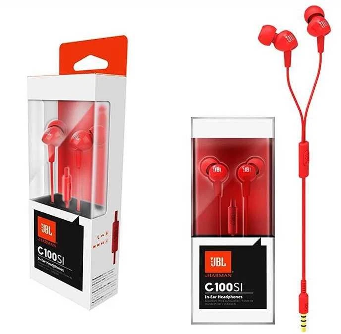 Wire ausinės Jack 3,5 mm JBL C100Si raudona