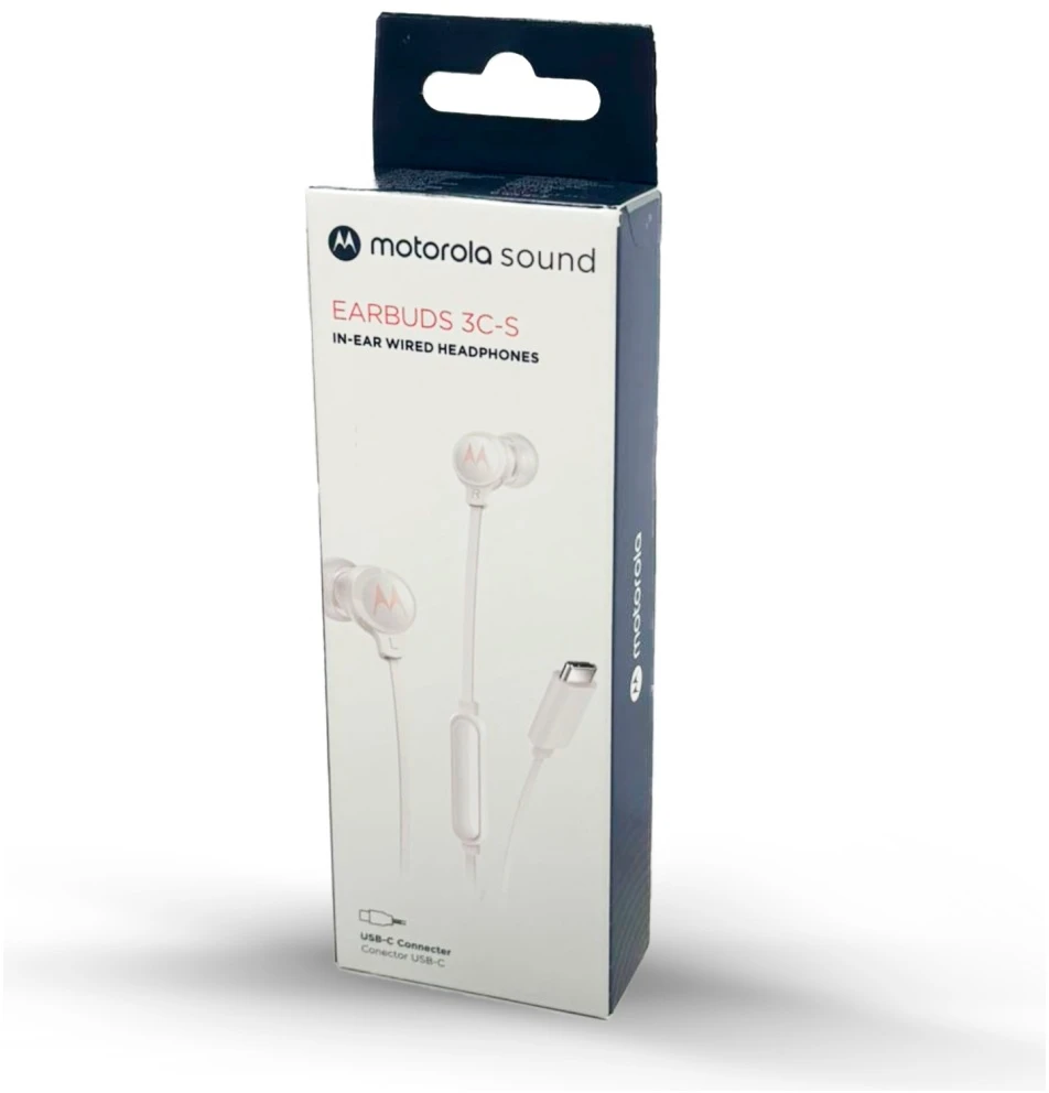 į ausis įkišamos ausinės Motorola Earbuds 3C-S USB-C baltos spalvos