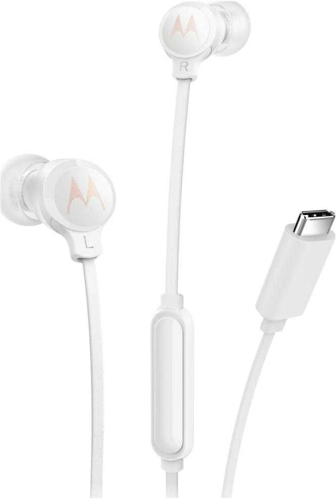 į ausis įkišamos ausinės Motorola Earbuds 3C-S USB-C baltos spalvos