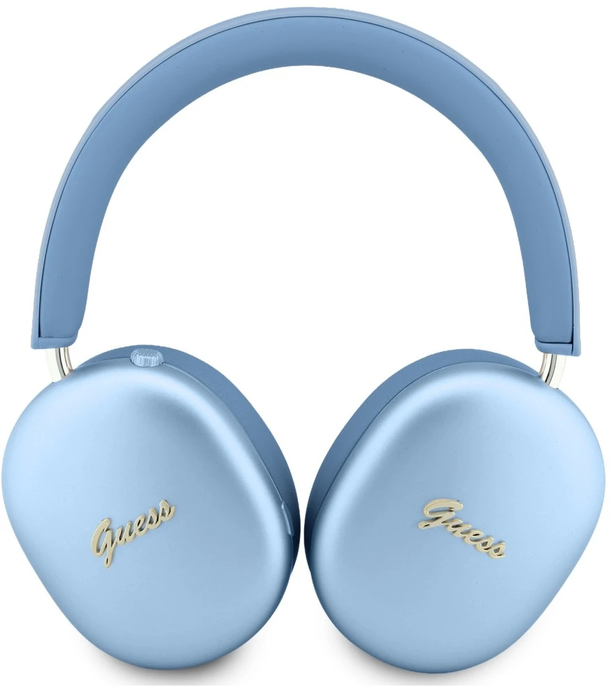 Ausinės „Over-ear“ Guess metalo efekto metalinis script logotipas „Bluetooth“ ENC mėlynos spalvos