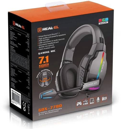 Ausinės REAL-EL GDX-7780 juodos spalvos