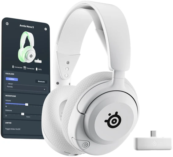 SteelSeries | Ausinės Žaidimams | Arctis Nova 5X | Bluetooth | Over-ear | Mikrofonas | Noise canceling | Belaidės | Baltas
