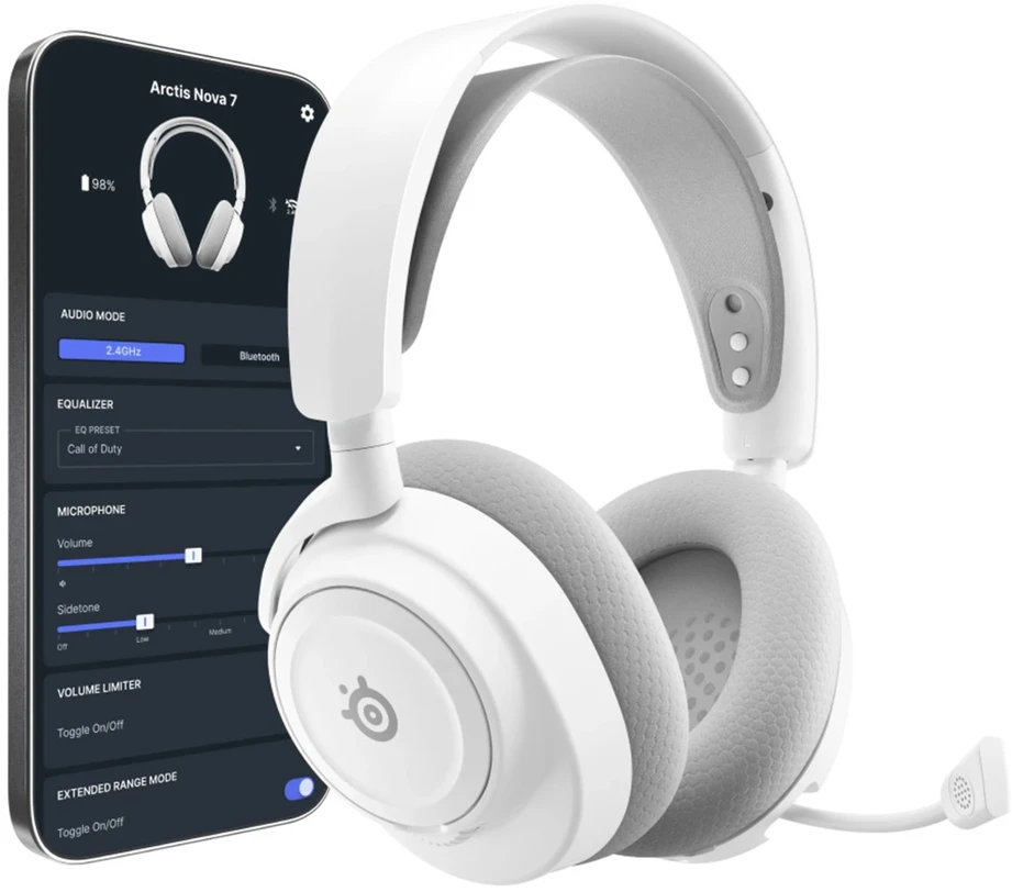 SteelSeries Ausinės Žaidimams | Arctis Nova 7X Gen 2 | Bluetooth | Over-Ear | Mikrofonas | Noise canceling | Belaidės | Baltas