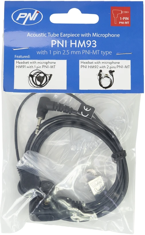 Ausinės su mikrofonu ir akustiniu vamzdeliu PNI HM93 su 1 kaiščio 2.5mm jungtimi PNI-MT