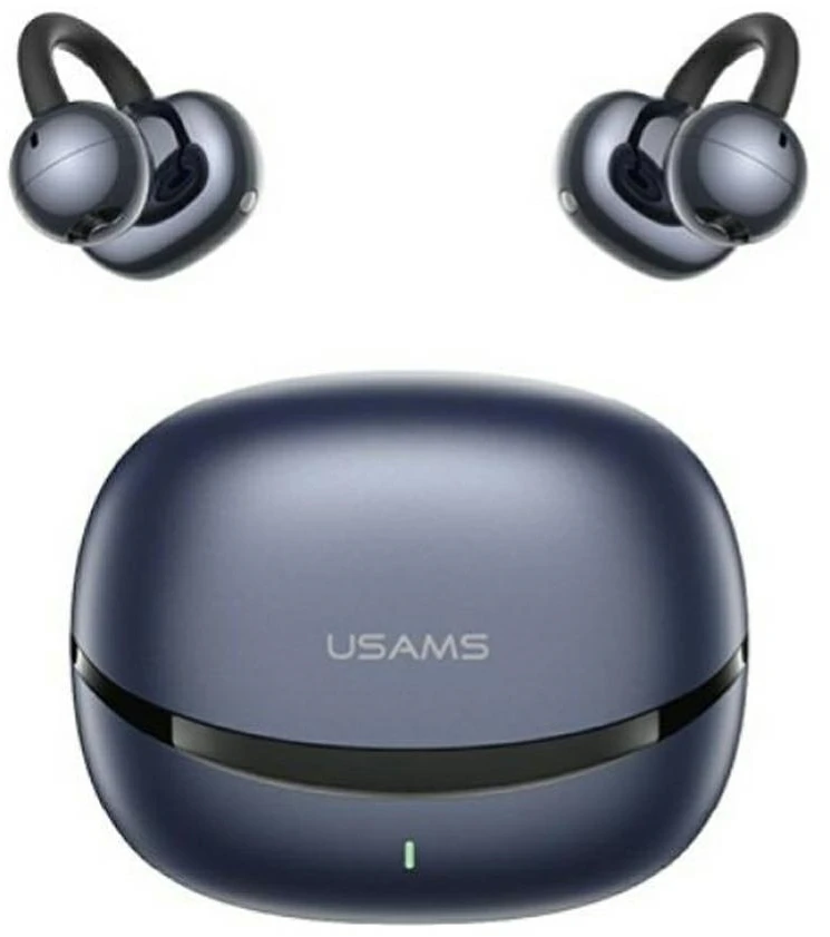 Ausinės TWS USAMS R03 Echo Clip-on Bluetooth 6.0 belaidės mėlynos spalvos