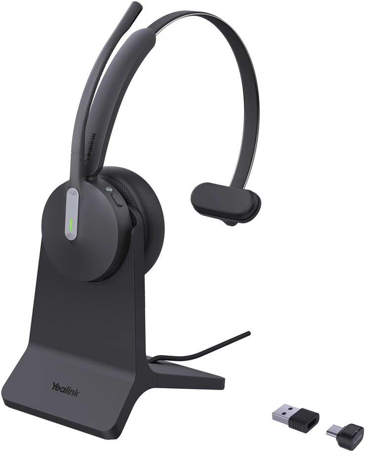 Ausinės Yealink BH70 Mono with Stovas Teams Laisvų rankų įranga Bevielis Su lankeliu Biuras / skambučių centras USB A tipo Bluetooth Įkrovimo stovas Juoda