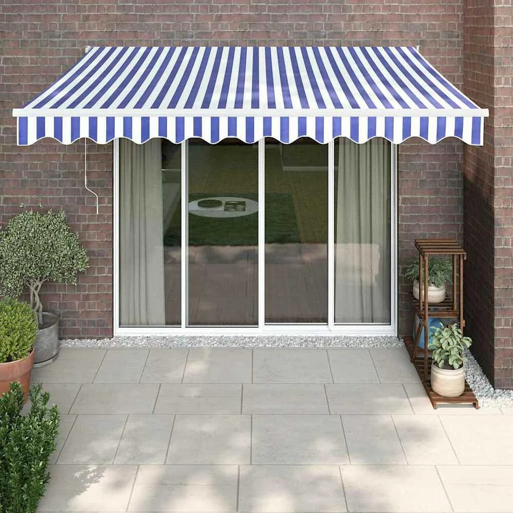 Automatinė ištraukiama markizė, mėlyna ir balta, 3,5x2,5m