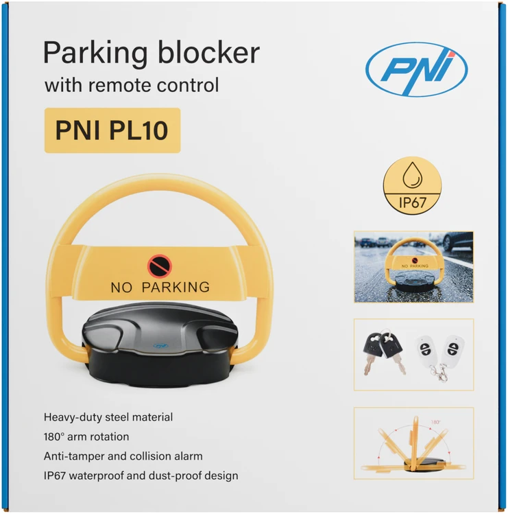 Automatinis automobilio parkavimo užraktas PNI PL10 su nuotolinio valdymo pulteliu, raktais ir baterijomis