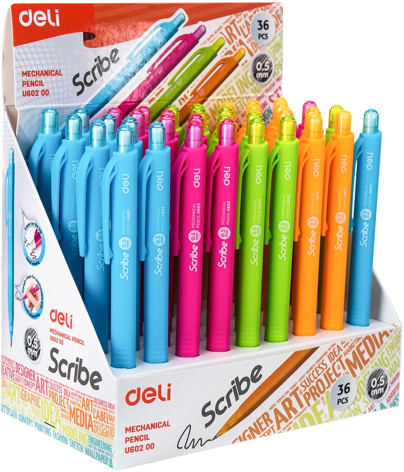 Automatinis pieštukas DELI Scribe, 0.5mm, įvairių spalvų