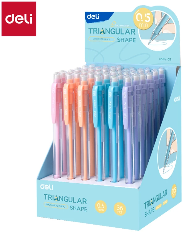 Automatinis pieštukas DELI, Triangular, 0.5mm, įvairių spalvų