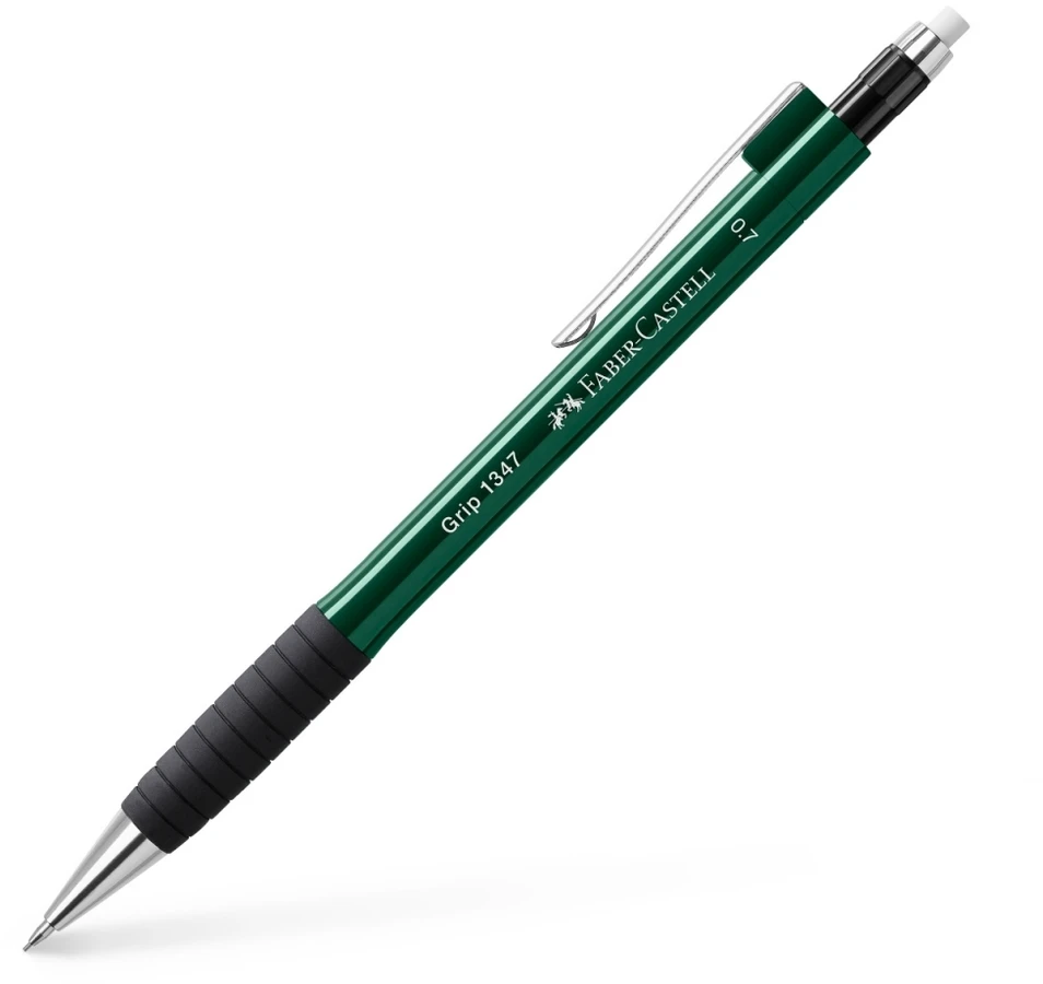Automatinis pieštukas Faber-Castell Grip 1347, 0.7mm, metalic žalios spalvos